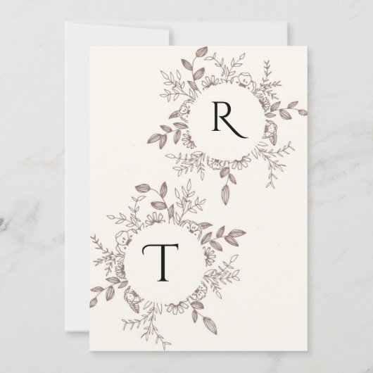 White Brown Rustic Floral Free Wedding Invitation Kaart (Achterkant)