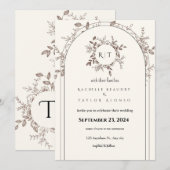 White Brown Rustic Floral Free Wedding Invitation Kaart (Voorkant / Achterkant)