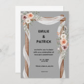 White Brown Rustic Floral Free Wedding Invitation Kaart (Voorkant / Achterkant)