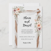 White Brown Rustic Floral Wedding Invitation Kaart (Voorkant)