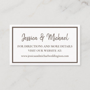 White Brown Script Wedding Website Visitekaartje