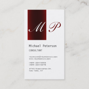 White Browny Red Stripe Monogram Visitekaartje