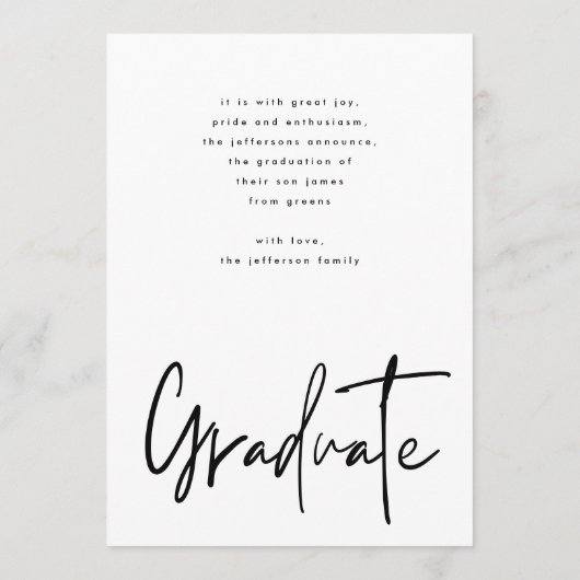 White Brush Afstuderen Foto Afstuderen Aankondiging (Achterkant)