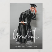 White Brush Afstuderen Foto Afstuderen Aankondiging (Voorkant)