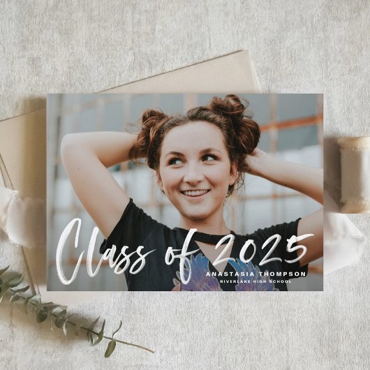 White Brush Calligraphy Klas van 2025 Afstuderen Briefkaart