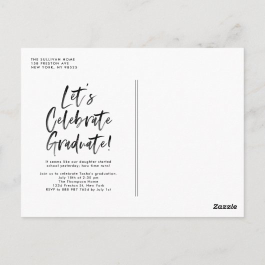 White Brush Kalligrafie Klasse van 2025 Afstuderen Briefkaart (Achterkant)