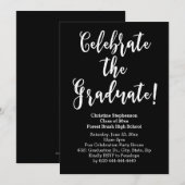 White Brush Script Celebrate Afstuderen Kaart (Voorkant / Achterkant)