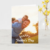 White Brush Script | Moderne Vaderdag foto Kaart (Gele Bloem)