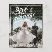 White Brush Script Twigs Harting You Wedding Photo Aankondigingskaart (Voorkant)