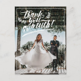 White Brush Script Twigs Harting You Wedding Photo Aankondigingskaart