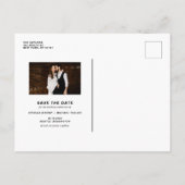 White Brush Script Typography Foto De datum opslaa Aankondigingskaart (Achterkant)