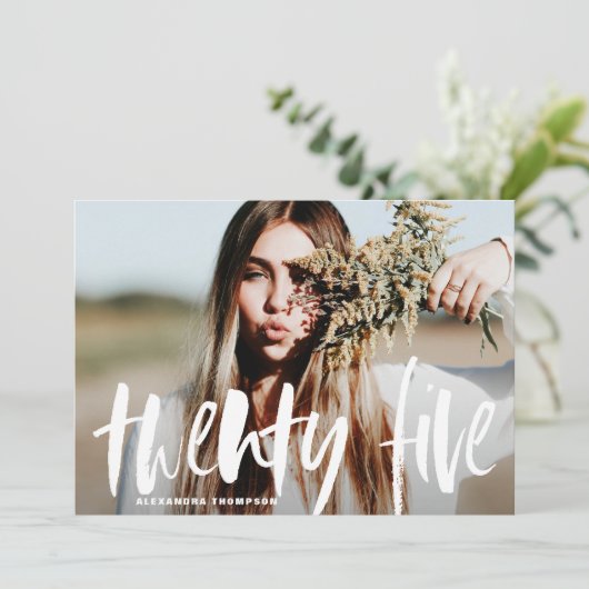 White Brush Typography Afstuderen Invitation II Kaart (Staand voorkant)