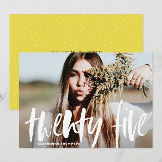 White Brush Typography Afstuderen Invitation II Kaart (Voorkant / Achterkant)