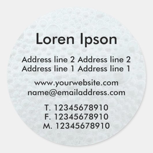 White Bubbles Business / Profiel Ronde Sticker (Voorkant)