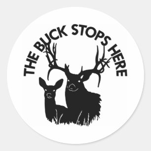 White Buck Doe stopt hier Ronde Sticker