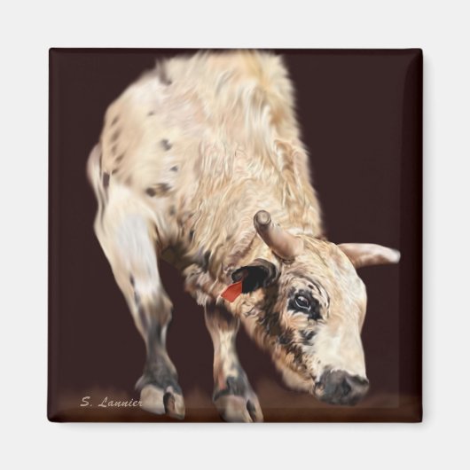 White Bucking Rodeo Bull Magneet (Voorkant)