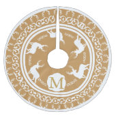 White Bucks Antlers Gold Monogrammed Kerstboom Rok (Voorkant)