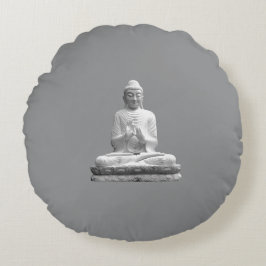 White Buddha Statue Rond Kussen