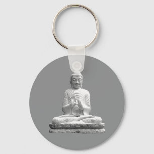 White Buddha Statue Sleutelhanger