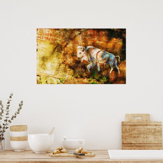 White Buffalo Cliff Art Poster (Keuken)