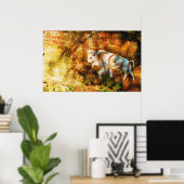 White Buffalo Cliff Art Poster (Thuiskantoor)