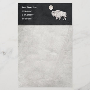 White Buffalo Full Moon Grey Briefpapier
