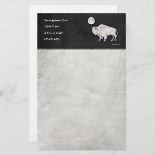 White Buffalo Full Moon Grey Briefpapier (Voorkant / Achterkant)