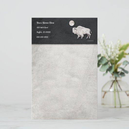 White Buffalo Full Moon Grey Briefpapier (Staand voorkant)