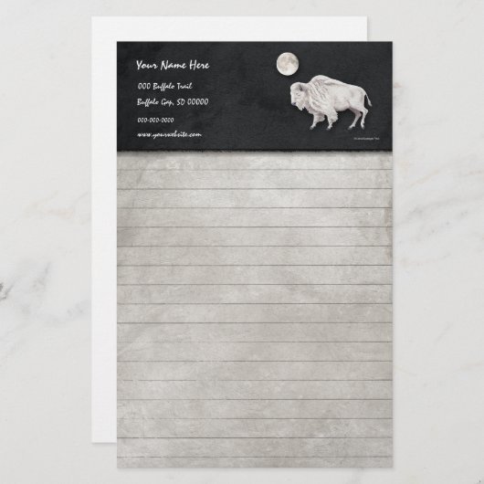 White Buffalo Full Moon Lined Briefpapier (Voorkant / Achterkant)