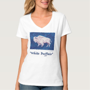White Buffalo Full Moon op blauw T-shirt