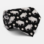 White Buffalo Full Moon op Solid Black Stropdas (Opgerold)