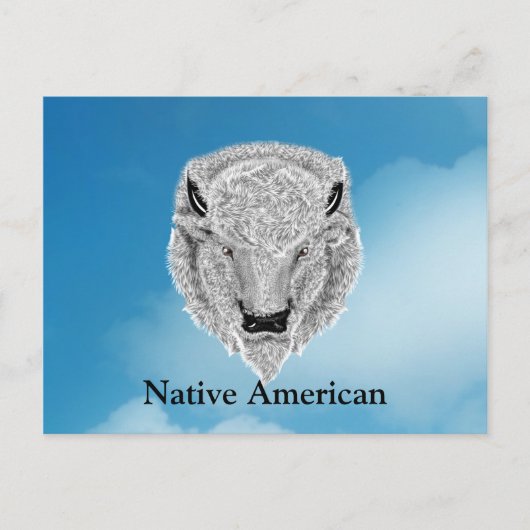 White Buffalo Head Briefkaart (Voorkant)
