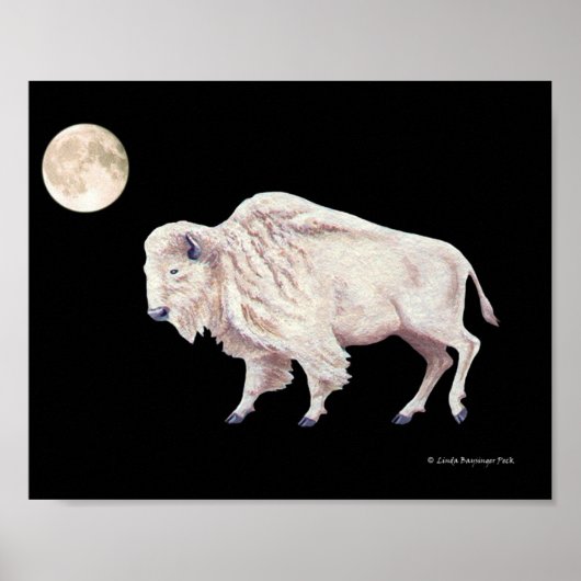 White Buffalo Koe Full Moon Poster (Voorkant)