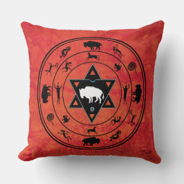 White Buffalo Medicine Wheel Pillow Kussen