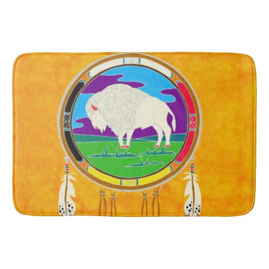 White Buffalo Native American Bath Mat (Voorkant)