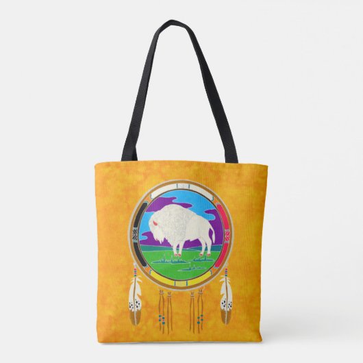 White Buffalo Native American Canvas tas (Achterkant)