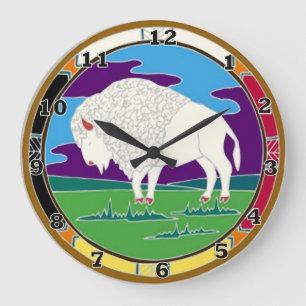 White Buffalo Native American Clock Grote Klok