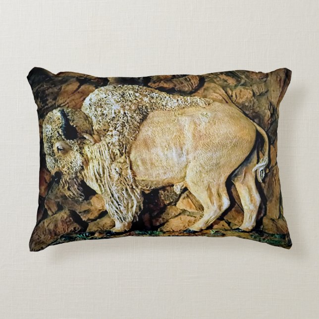 "White Buffalo" original art Accent Pillow Kussen (Voorkant)