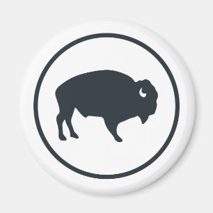 White Buffalo Outdoor Round Magnet