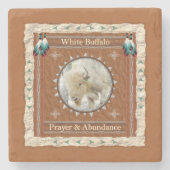 White Buffalo - Prayer & Abundance Marble Onderzet Stenen Onderzetter (Voorkant)