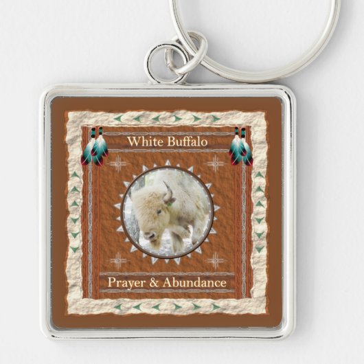 White Buffalo - Prayer & Abundance Sleutelhanger (Voorkant)