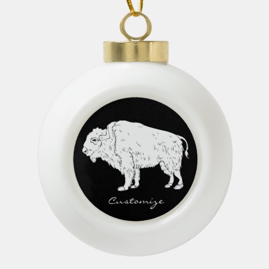 White Buffalo Thunder_Cove Keramische Bal Ornament (Voorkant)