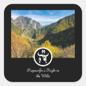 White Bull Skull Silhouette Monogram Foto Vierkante Sticker (Voorkant)