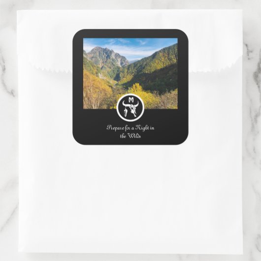 White Bull Skull Silhouette Monogram Foto Vierkante Sticker (Tas)