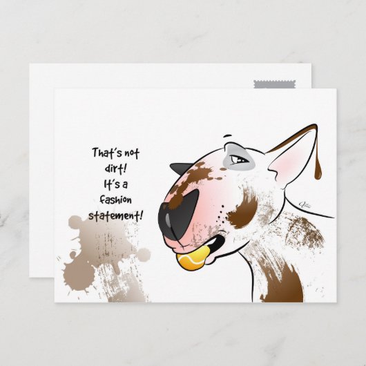 White Bull Terrier Briefkaart "Mode Statement" (Voorkant / Achterkant)