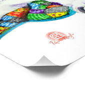 White Bullterrier op Patchwork - Kunst Foto Afdruk (Hoek)