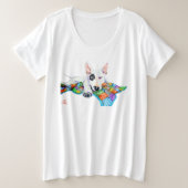 White Bullterrier op Patchwork - Kunst Grote Maat T-shirt (Design voorkant)