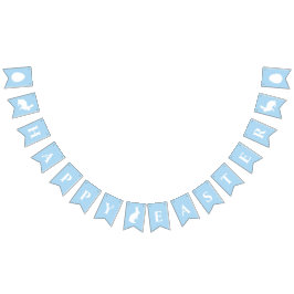 White Bunnies On Blue With Happy Easter Lettering Vlaggetjes