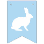 White Bunnies On Blue With Happy Easter Lettering Vlaggetjes (Tweede vlag)