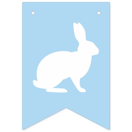 White Bunnies On Blue With Happy Easter Lettering Vlaggetjes (Tweede vlag)